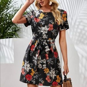Selling Shein Flower dress with matching tie belt